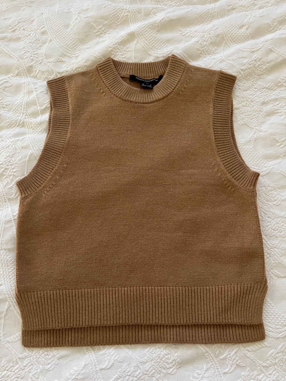 French Connection Crewneck Sleeveless Sweater Vest - Camel Brown